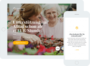 Careship landingpages on tablet and smartphone