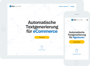 textengine.io landingpage on smartphone and tablet
